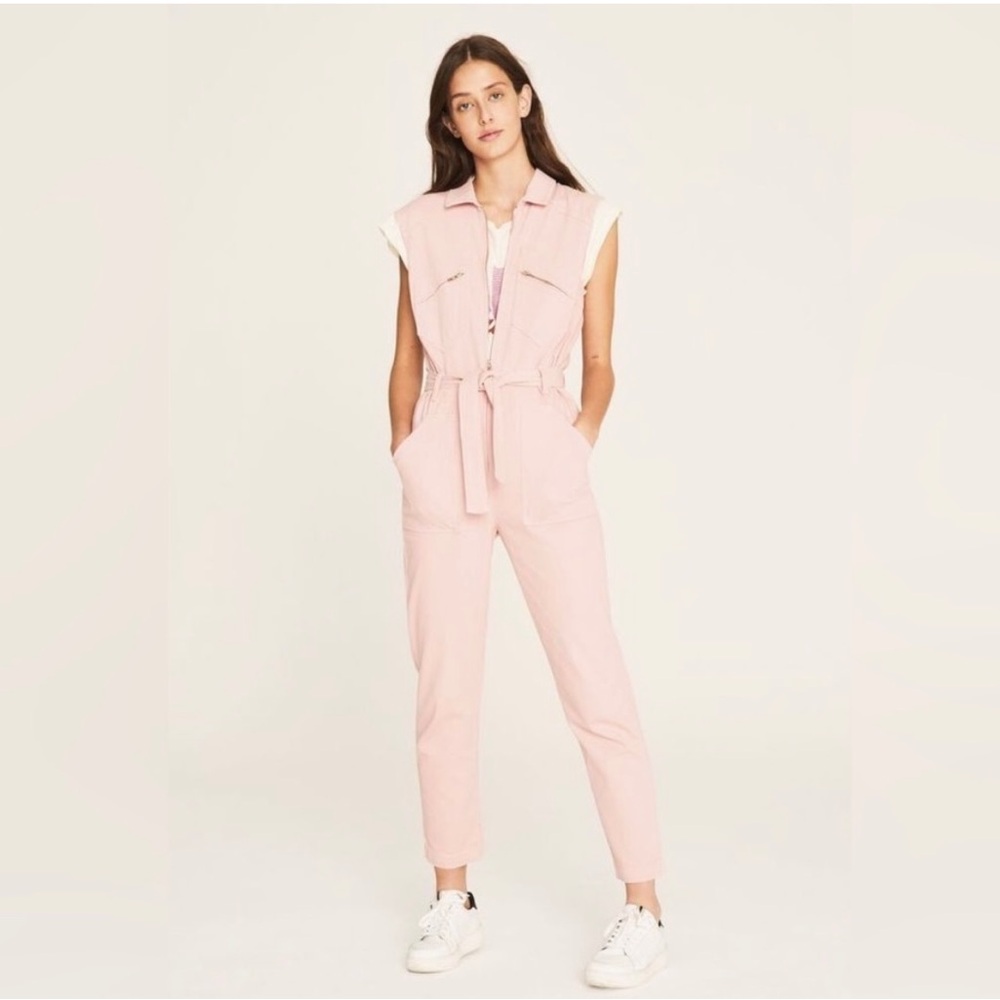 Bash Ba&sh Wally Denim Jumpsuit Utility Boiler Pink